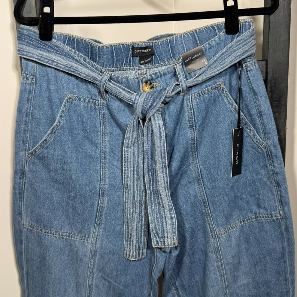 Dictionary High-Rise Wide-Leg Jeans with Tie Belt – Light Wash Denim NWT - Picture 2 of 6